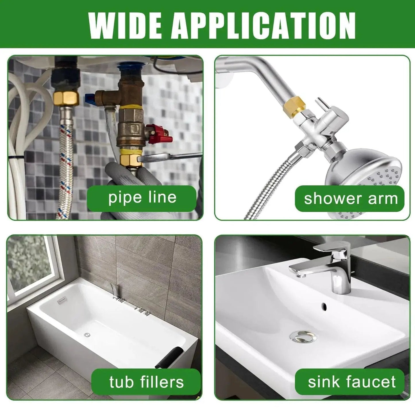 Wide application for 1/2 Inch Brass Pipe Extension Fitting Set in pipeline, shower arm, tub fillers, and sink faucet setups