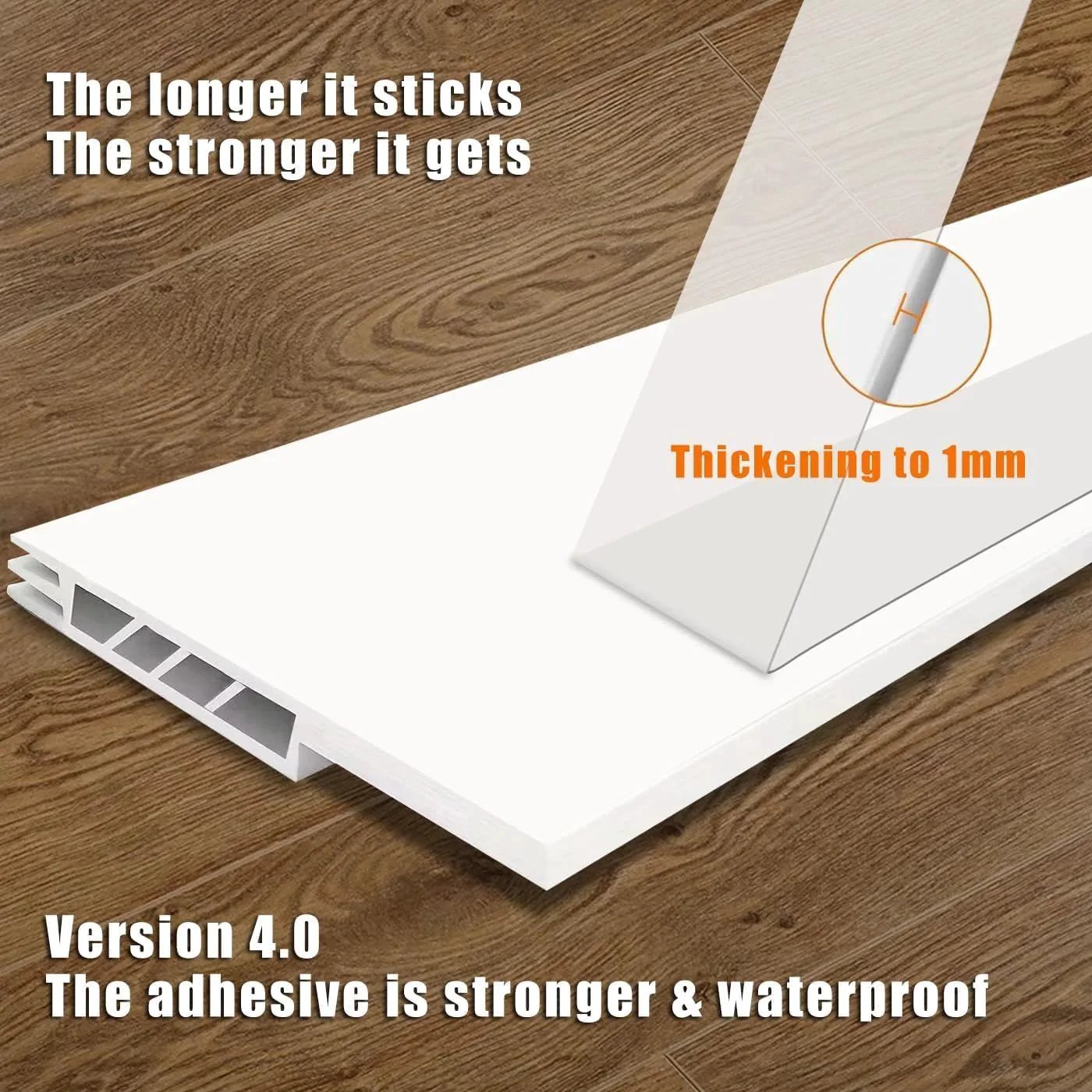 2 Pack Door Draft Stopper For Exterior And Interior Doors, 1.8 Inch Wide By 37 Inch Long White, Door Bottom Seal version 4.0 wood floor