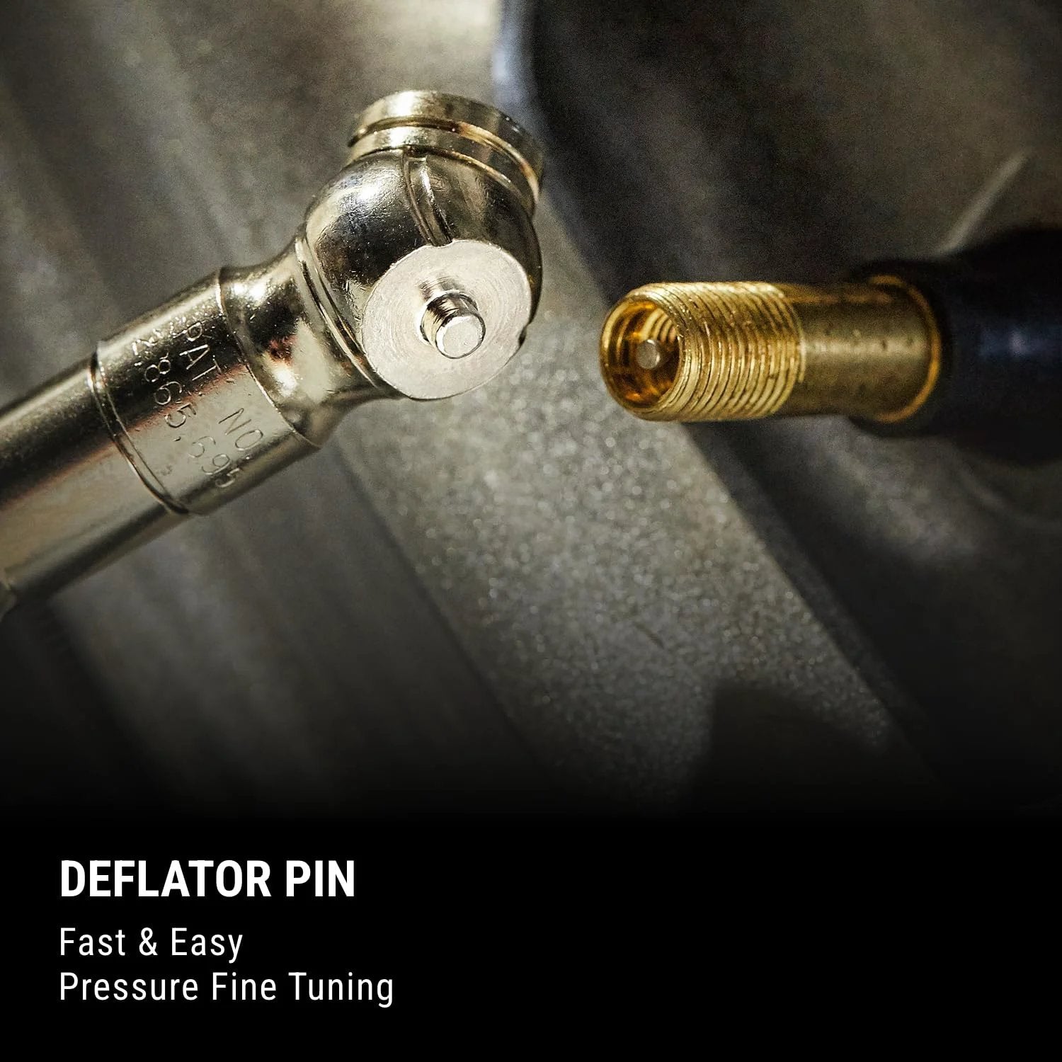 Close-up of Pencil Tire Pressure Gauge For Cars With Built In Deflator Valve Brass Construction That Reads In PSI And KPa