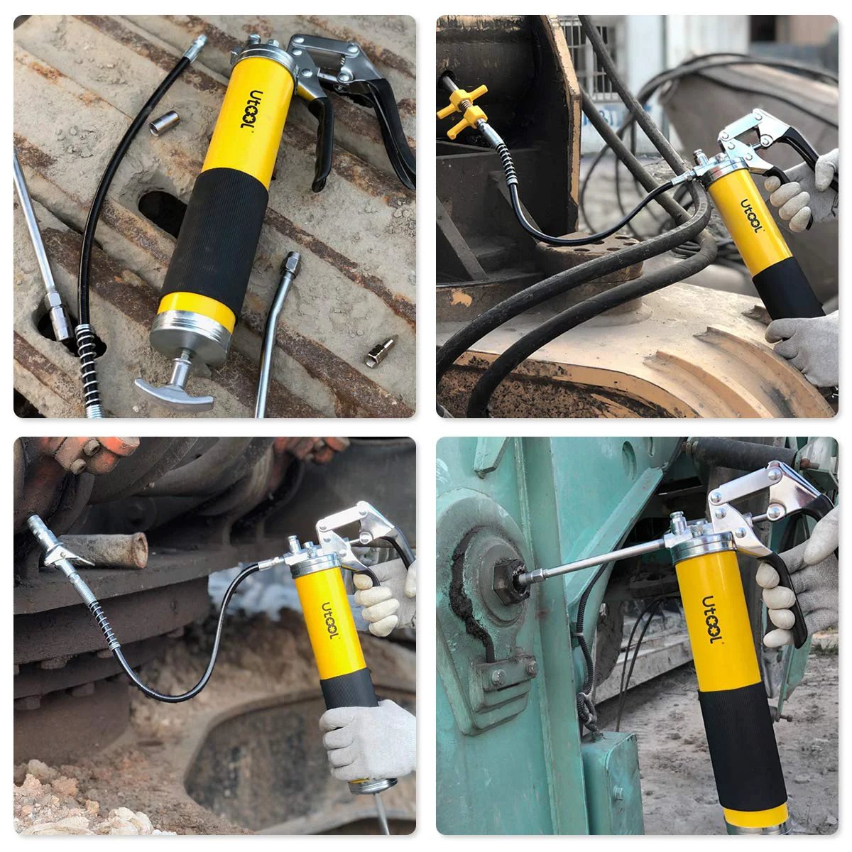 Beefy 8000 PSI Grease Gun Kit with Pistol Grip, 14 oz Capacity, 18 Inch Hose, Couplers, Pipes, Nozzle in Industrial Use, Matte Finish