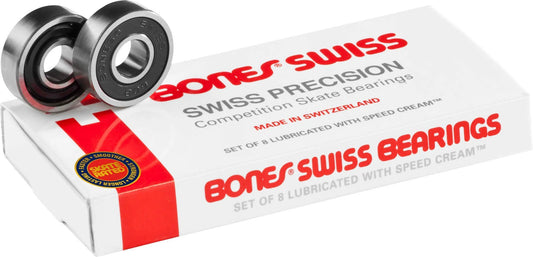 Box of Premium Swiss Skateboard Bearings 8 Pack With Speed Cream Lubrication And Non Contact Rubber Shields For Easy Cleaning