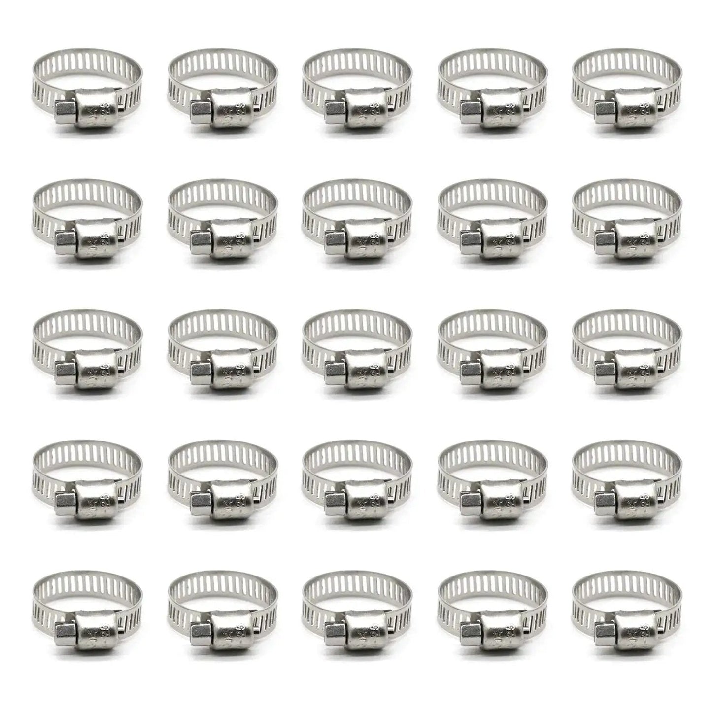 Heavy Duty Stainless Steel Hose Clamp Set For Marine And Auto Use 25 Pack 16-25mm 5/8-1 Inch Adjustable Worm Gear Clamps Corrosion Resistant 304