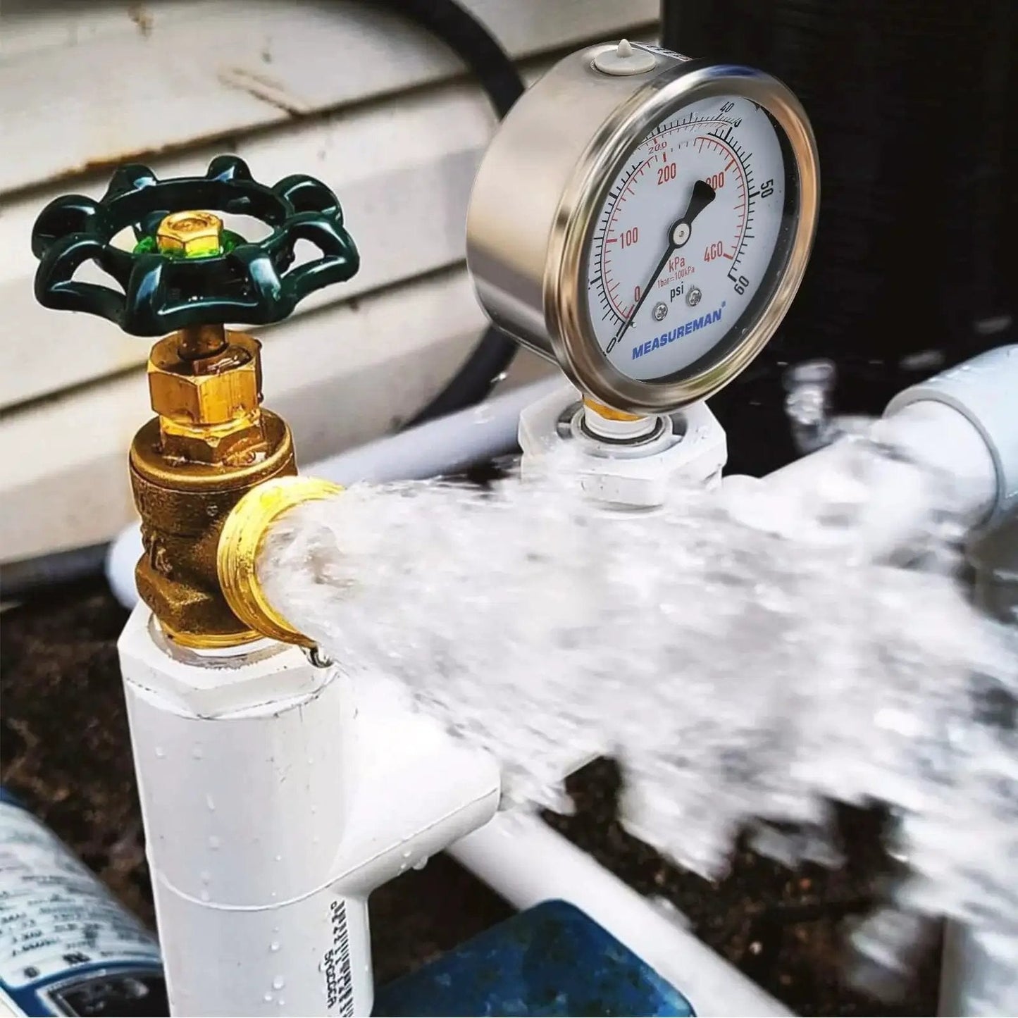 Tough As Nails Two And A Half Inch Dial Liquid Filled Pressure Gauge For Gas And Non Corrosive Liquids With 0 To 60 Psi And KPa Dual Scale