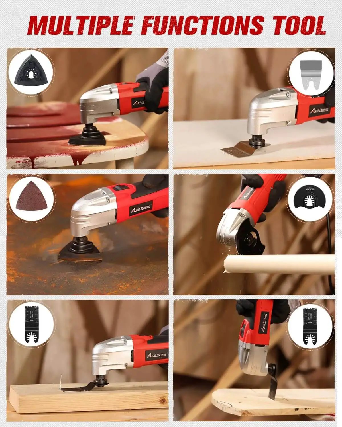 Beast Oscillating Multi Tool With 22000 OPM And 3 Degree Oscillation, 2A Motor for cutting, sanding, grinding, scraping in action