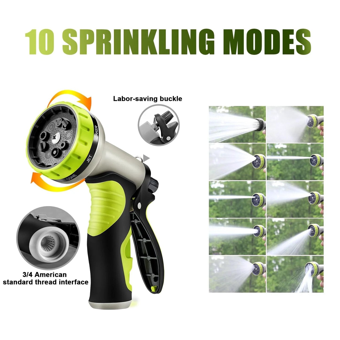 Heavy Duty 50 Ft Stainless Steel Garden Hose With Ten Function Nozzle Flexible No Kink And Lightweight And Durable For Outdoor Use