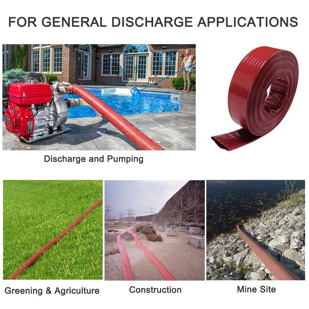 Heavy Duty Pool Backwash Hose 2 In X 50 Ft Beefed Up Discharge Hose shown in various applications such as pool, agriculture, construction, and mine site.
