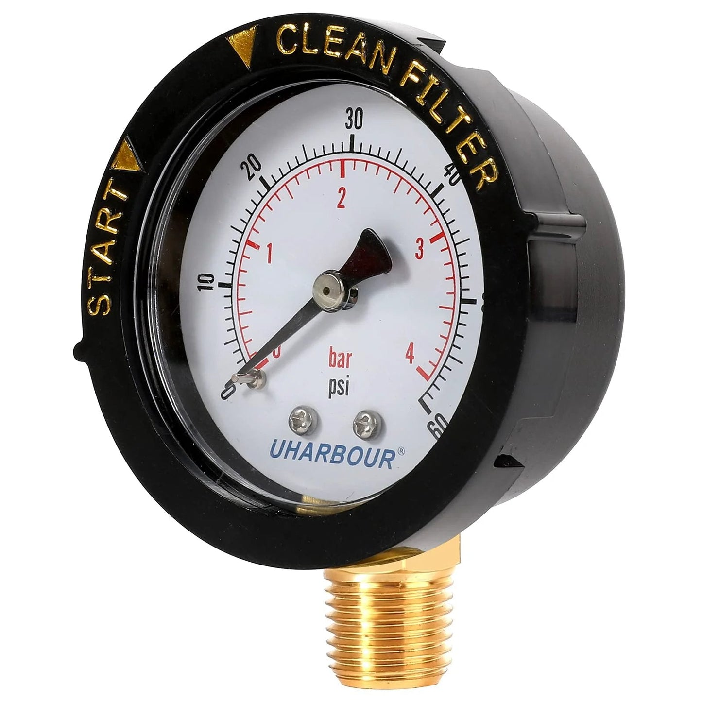 Pool Filter Pressure Gauge 60 PSI One Quarter Inch NPT Bottom Mount Pro Grade Replacement For Swimming Pool Spa Aquarium