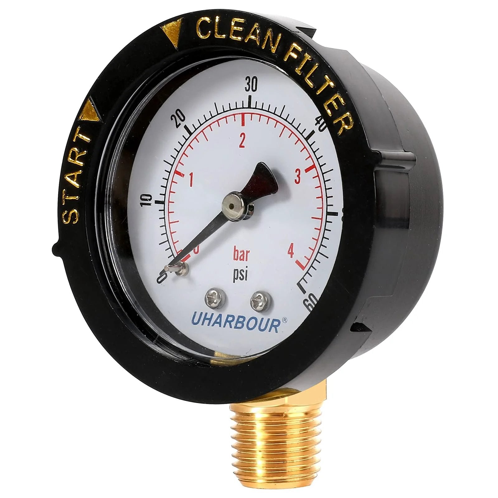 Pool Filter Pressure Gauge 60 PSI One Quarter Inch NPT Bottom Mount Pro Grade Replacement For Swimming Pool Spa Aquarium