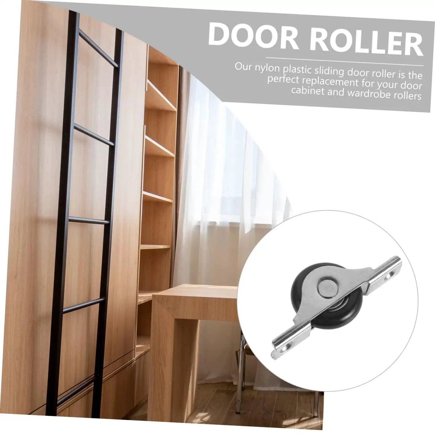 4 Pieces Sliding Door Wheel Pulley Track Roller Set For Wardrobe And Cabinet Doors with heavy-duty steel and nylon hardware.