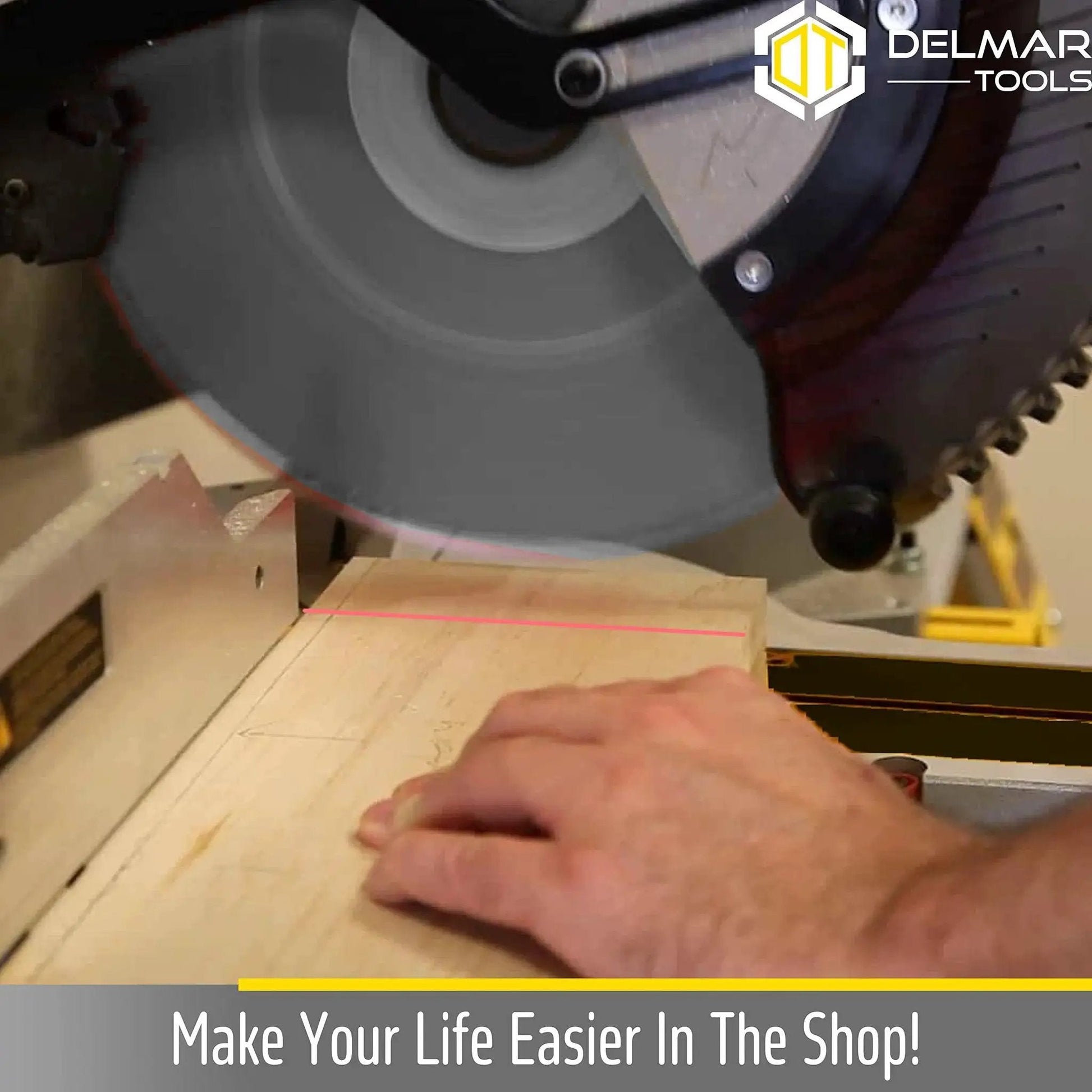 Precision Laser Guide For Miter And Portable Saws That Turns On With The Saw Delivers Ultra Bright Red Alignment Line For Clean Accurate Cuts Easy Install In Minutes Fits Most Saws With A Three Eighths Inch Arbor Delmar Tools.