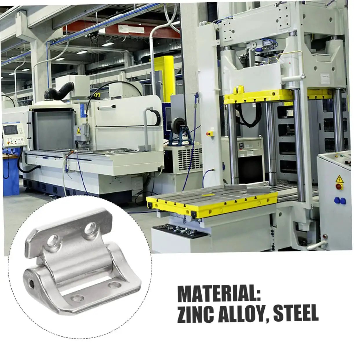 Corner Cabinet Hinge With Soft Close Function Thickened Door Hinge shown in zinc alloy steel in a manufacturing setting
