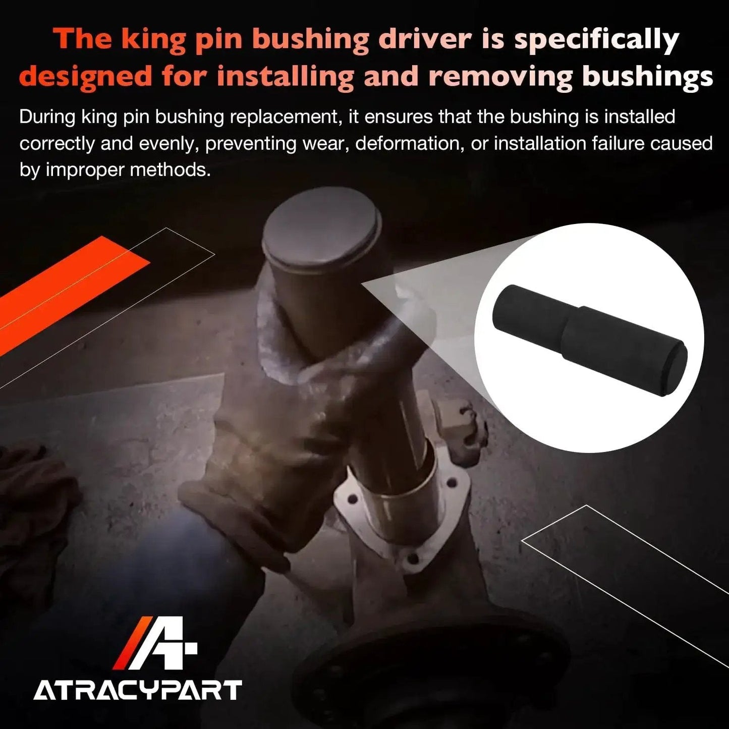 Spiral Heavy-Duty Bushing Driver For Truck And Trailer Suspension Installation And Removal, Alloy Steel Tool in use