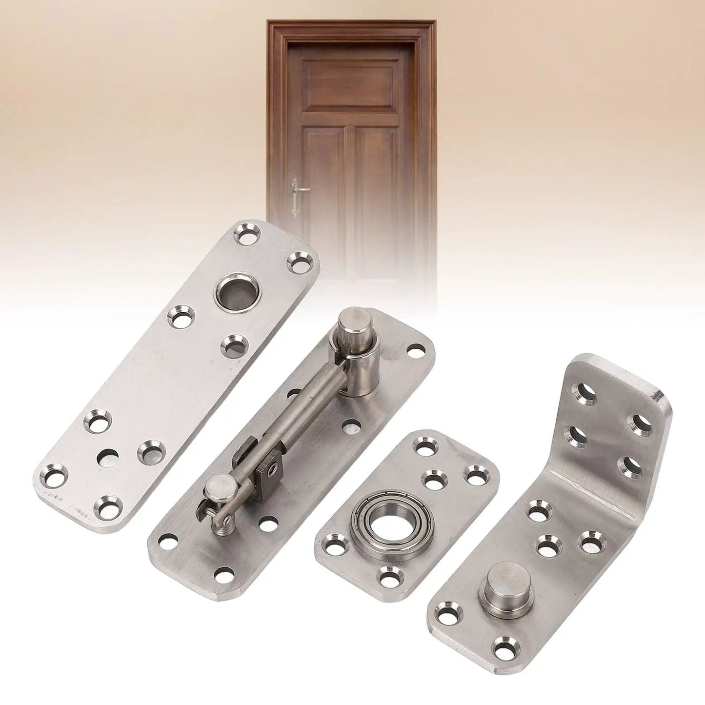 Hidden Door Hinge For Secret Doors And Bookcase Shelves 600 Lbs Load Bearing Stainless Steel Pivot Hinge visible next to door