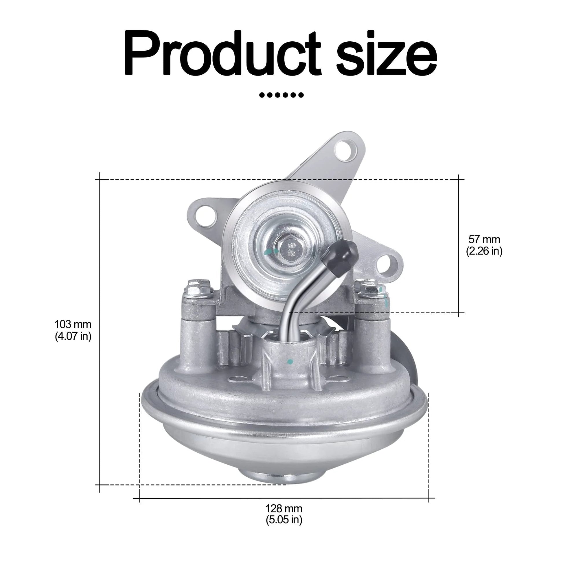 Front view of Premium Mechanical Vacuum Pump For 6.5L V8 Diesel Engines That Delivers Reliable Plug And Play Performance Compatible With 1996 To 2002 Chevy GMC C1500 C2500 C3500 Express 2500 3500 Yukon 12562793 89017558 From AULINK with dimensions shown