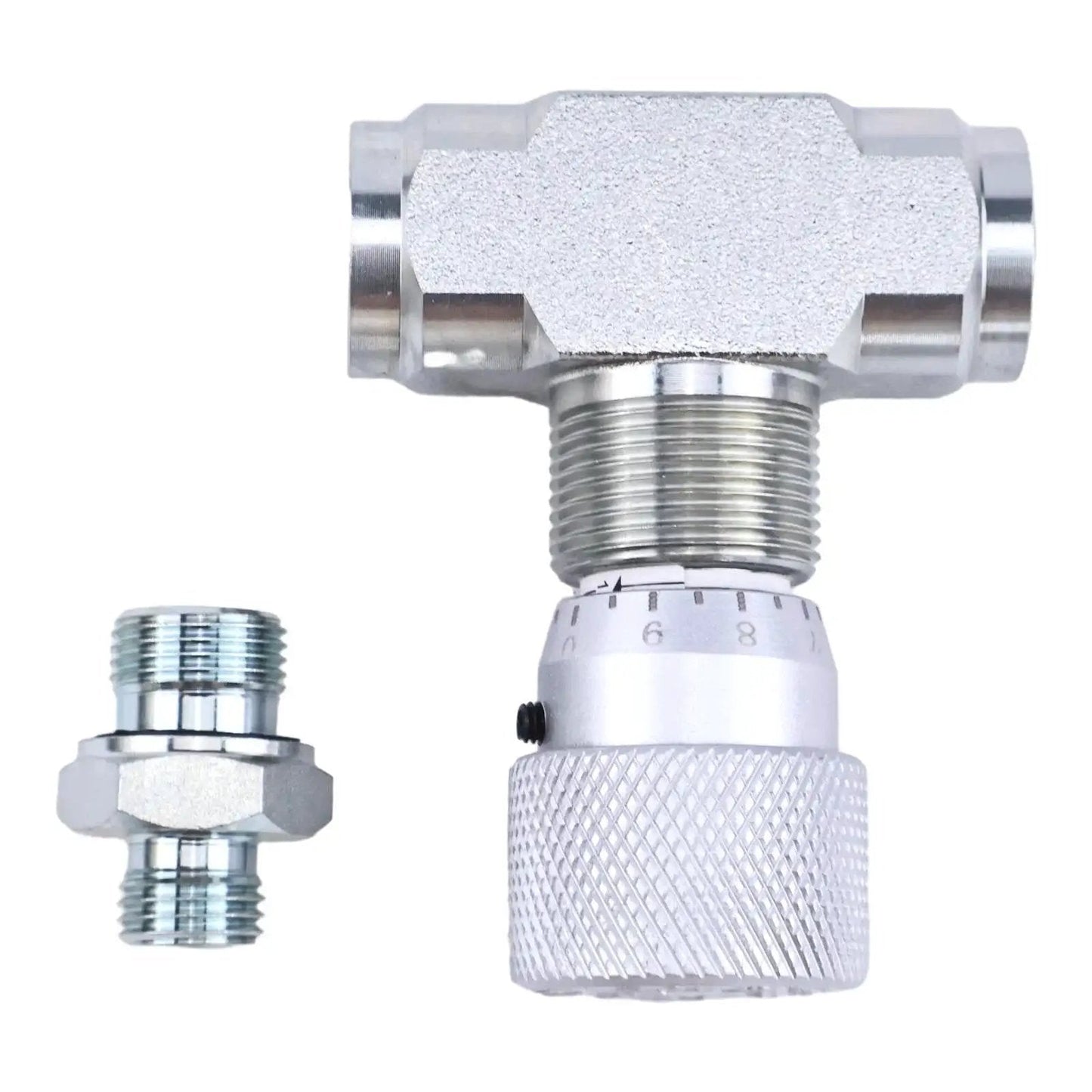 Hydraulic Flow Control Valve Bidirectional Throttle Valve STB-G3/8 fits mini excavator with L8 connectors, shown front view