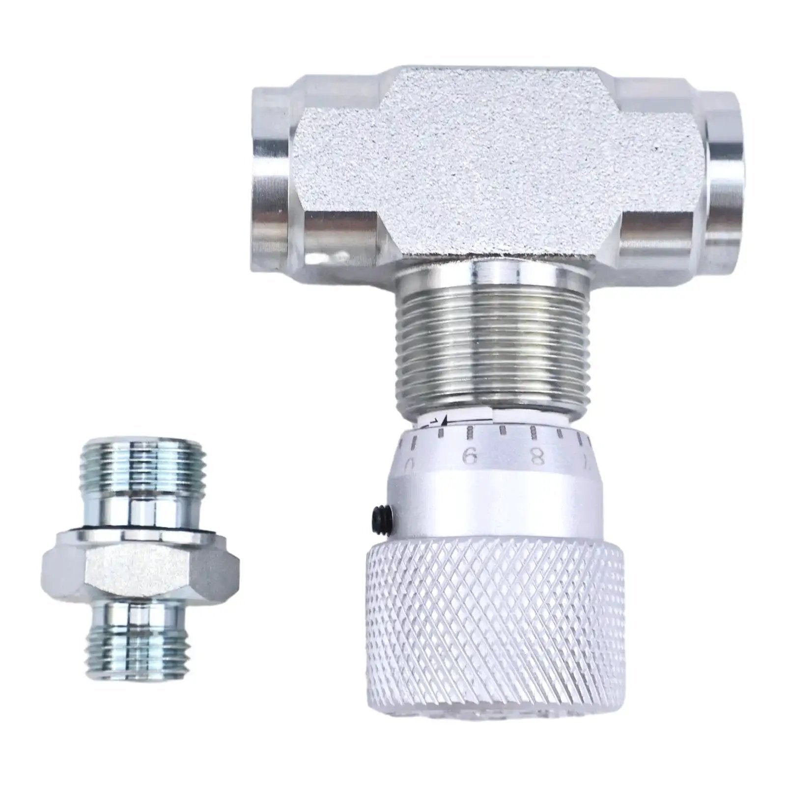 Hydraulic Flow Control Valve Bidirectional Throttle Valve STB-G3/8 fits mini excavator with L8 connectors, shown front view