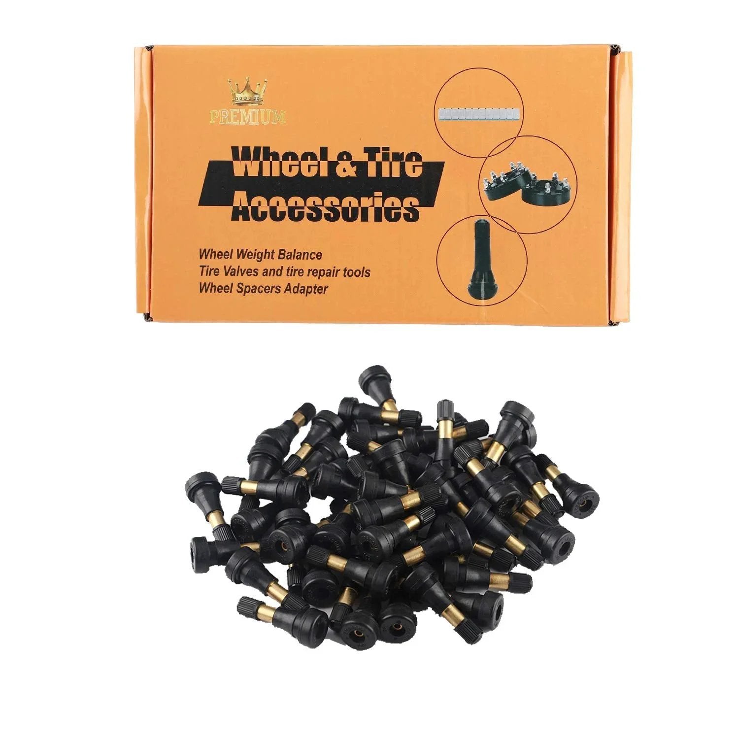 TR600HP High Pressure Brass Tire Valve Stems For Tubeless Systems Snap In 0.45 Inch Rim Holes 1.27 Inch Long Heavy Duty Vehicle Compatible EPDM Rubber Copper Core 50 Pack