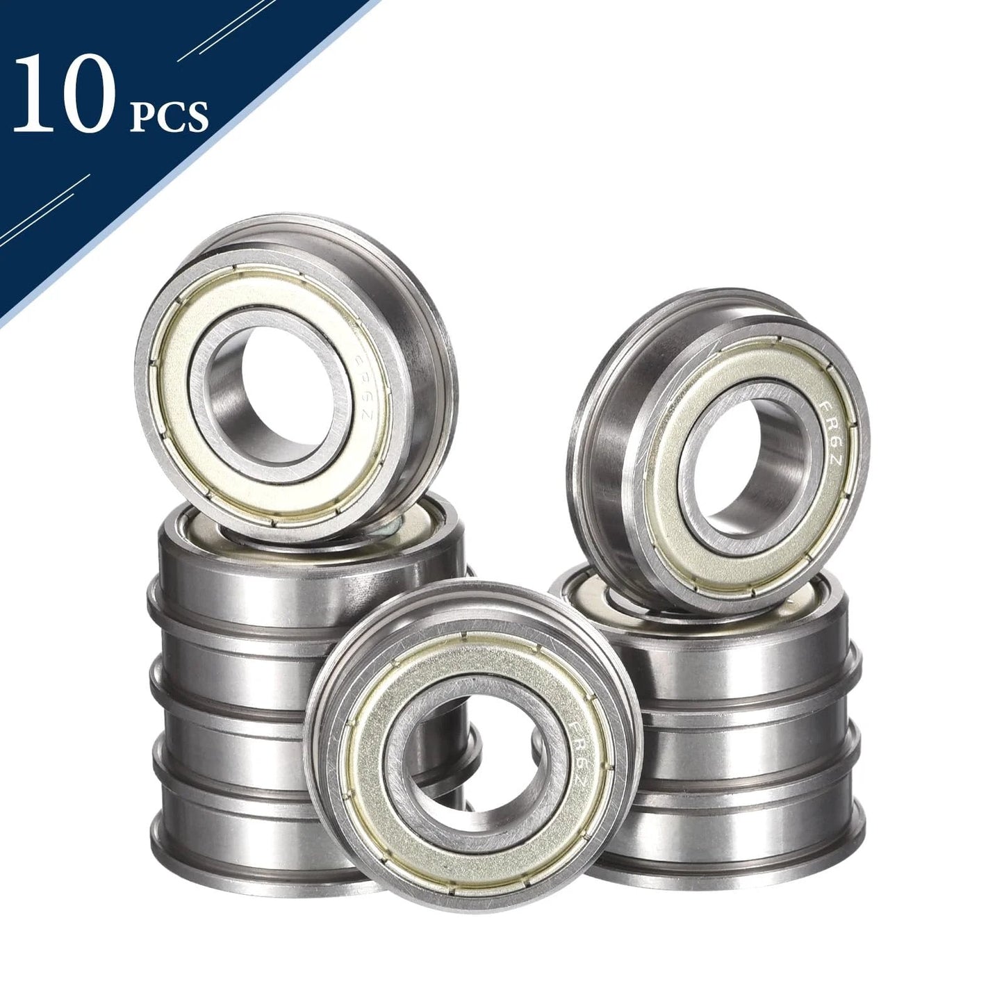 10 pack of Flanged Ball Bearing FR6ZZ 3/8 Inch Inner Diameter 7/8 Inch Outer Diameter 9/32 Inch Width for small motors