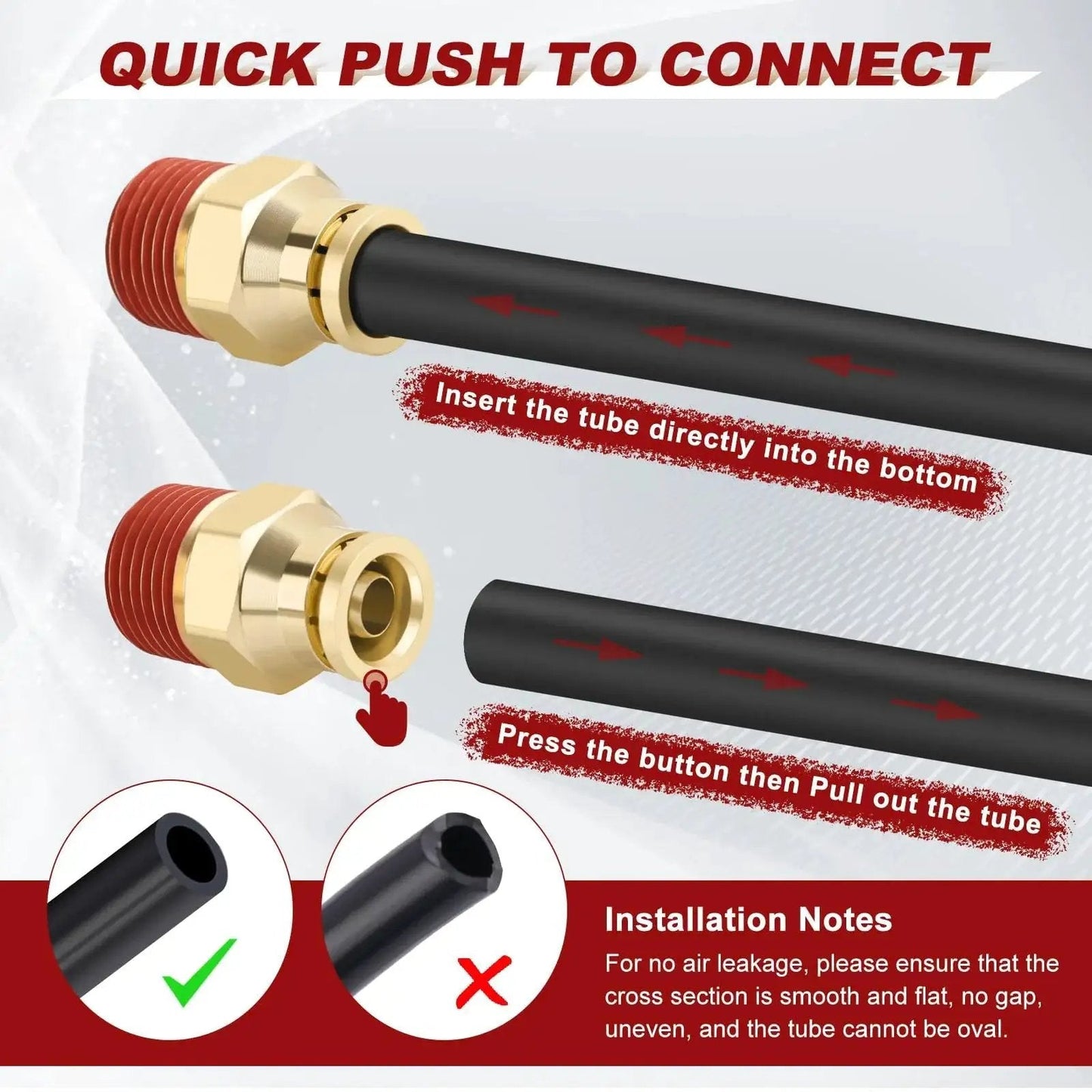 Brass Push To Connect Air Fittings Kit One Quarter Inch Straight And Ninety Degree Elbow Combo installation guide