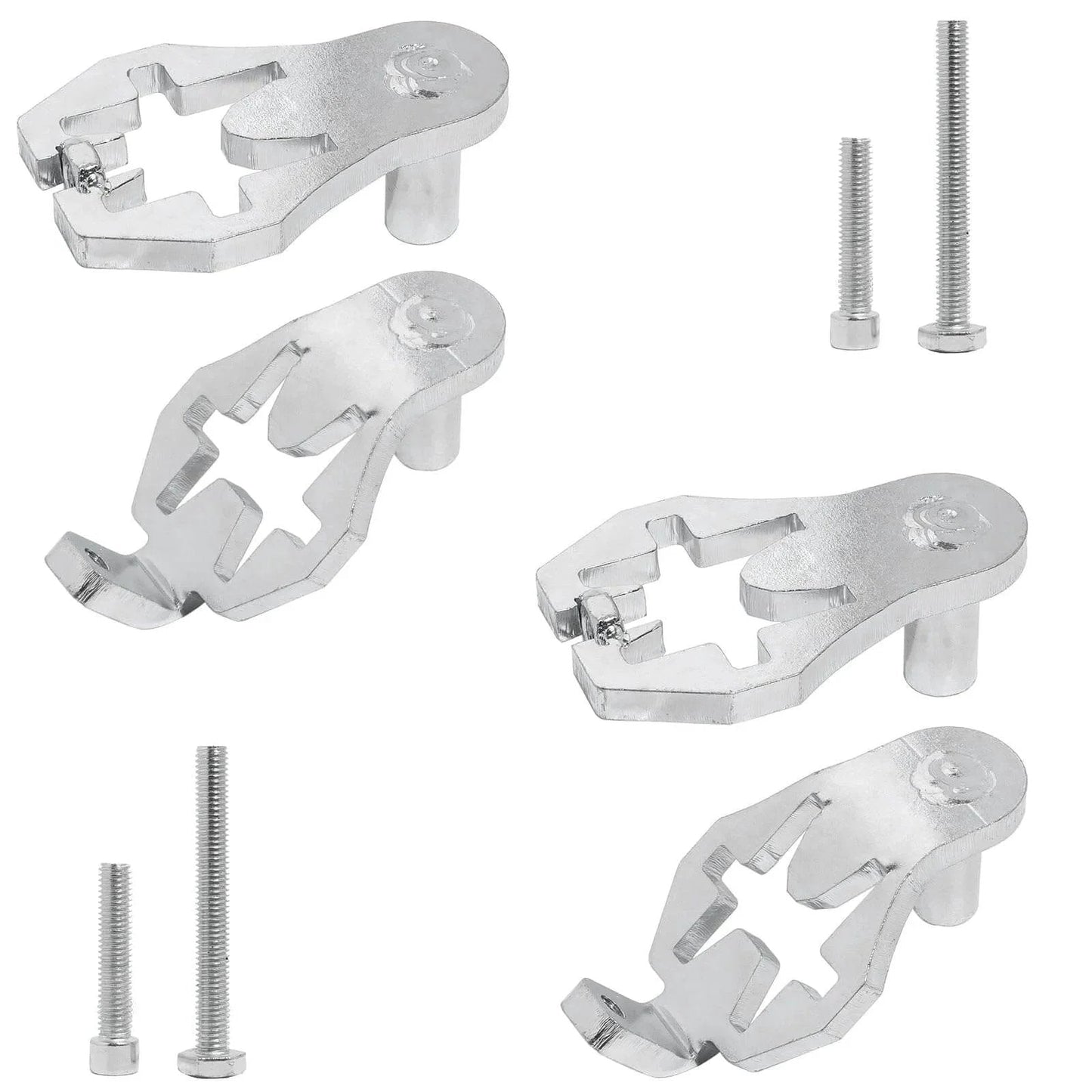 Four Piece T-Post Gate Hinge Pins Set, Heavy Duty Powder Coated Steel for Farm and Garden Gates, with visible 5/16-inch steel pins