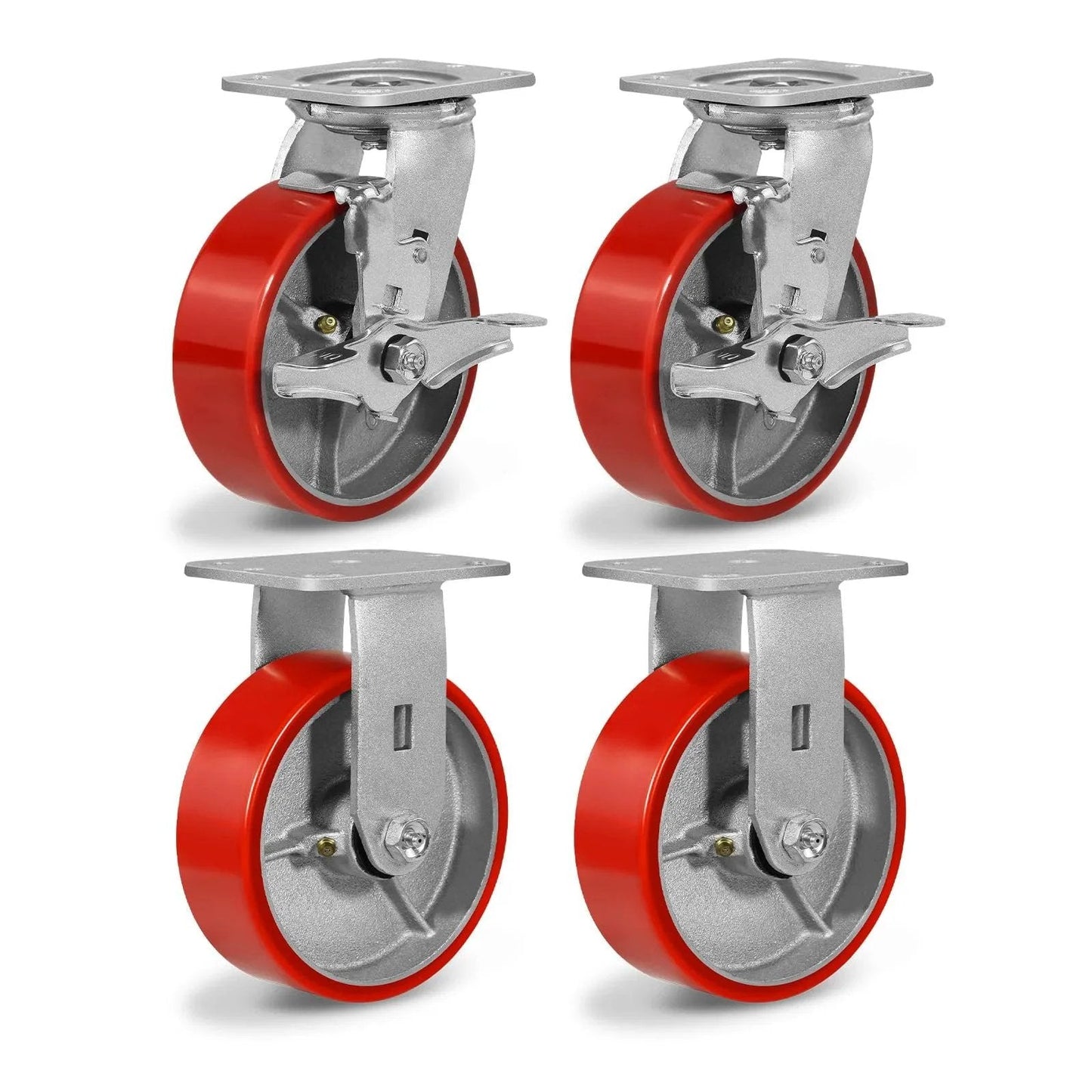 6 Inch Heavy Duty Caster Set Of 4 With 4800 Lb Capacity Polyurethane Wheels for workbench toolbox dolly