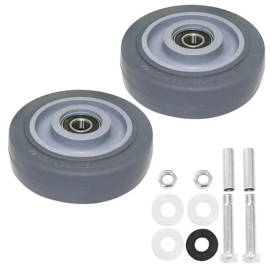 Heavy Duty 4 Inch PU Caster Wheels For Platform Trucks Up To 265 Pounds Silent And Durable With Integral Mold Plate Caster Design Includes Bearings Repair Kit Luggage Or Pull Cart Replacement Wheels Set Of 2 with included bearings and repair kit.