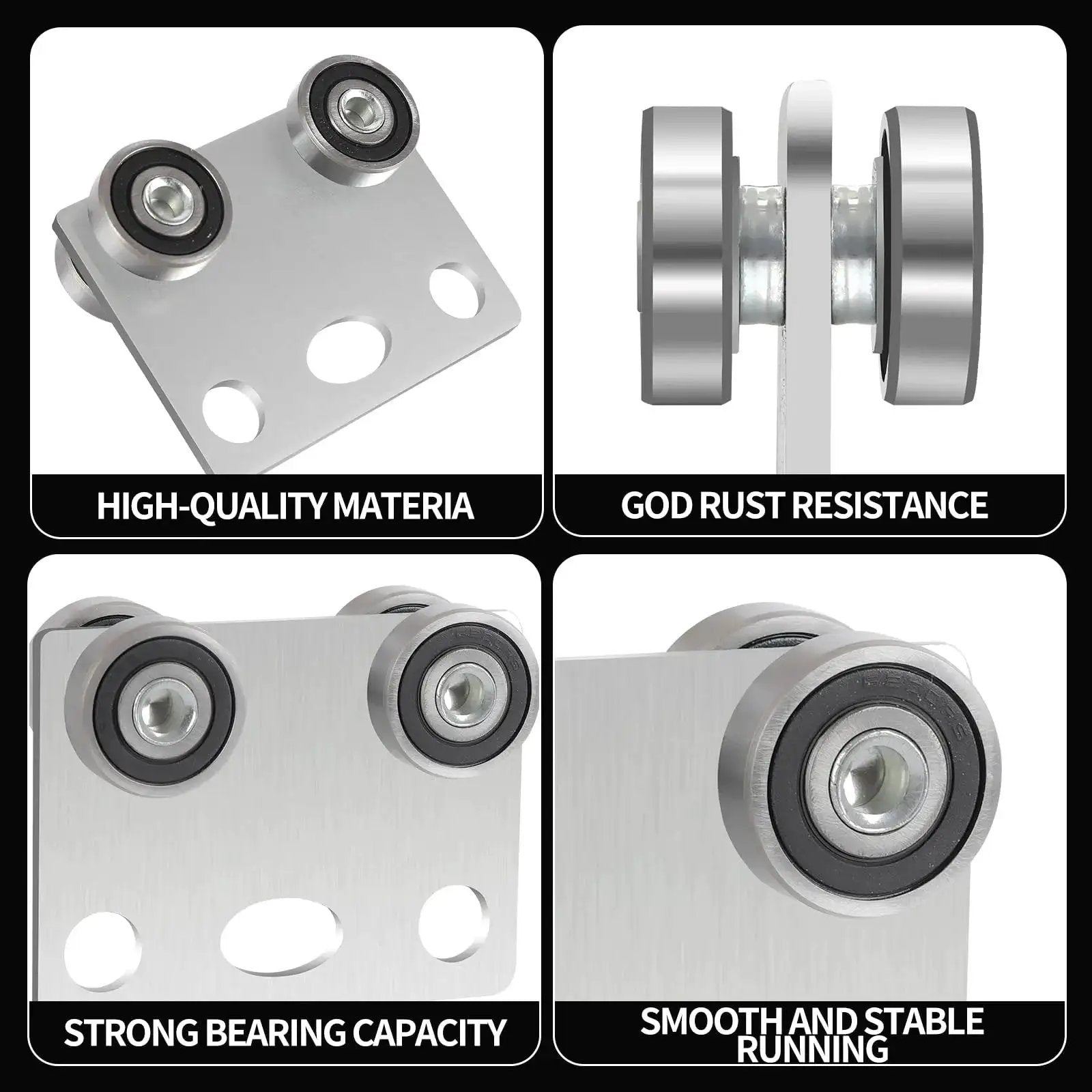 Four Wheel Trolley Assembly Rollers With Bearing For Use With One And Five Eighths Inch Wide And Taller Strut Channel