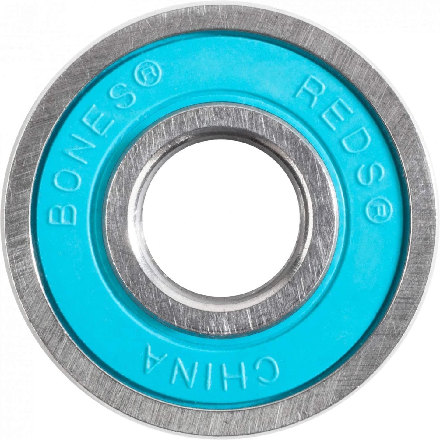 Close-up of Fast Rolling Big Balls REDS Skateboard Bearings 8 Pack by Bones for Speed and Longevity Featuring 6 Percent Larger Balls