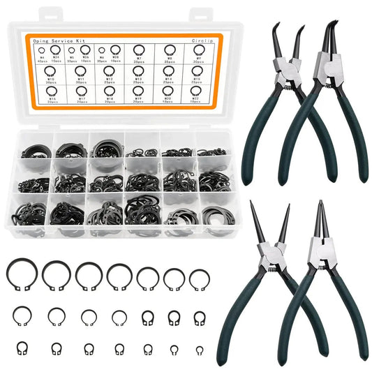 500Pcs Retaining Ring Set M4 To M28 With 21 Sizes Alloy Steel Circlip Snap Ring Kit Including 4 Pliers