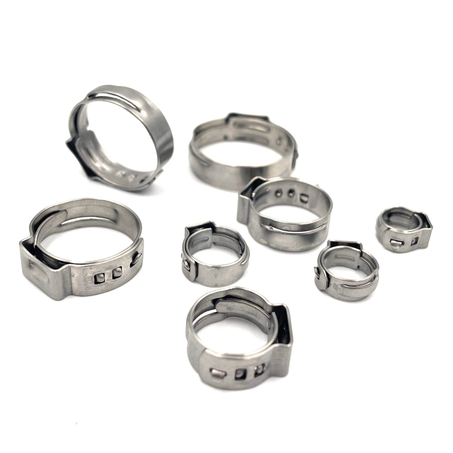 25 Pack 304 Stainless Steel Single Ear Hose Clamps Stepless 10.3-12.8mm Fit Corrosion Resistant No Protrusion Inner Heavy Duty Quick Clamp Kit For Automotive Marine By ISPINNER