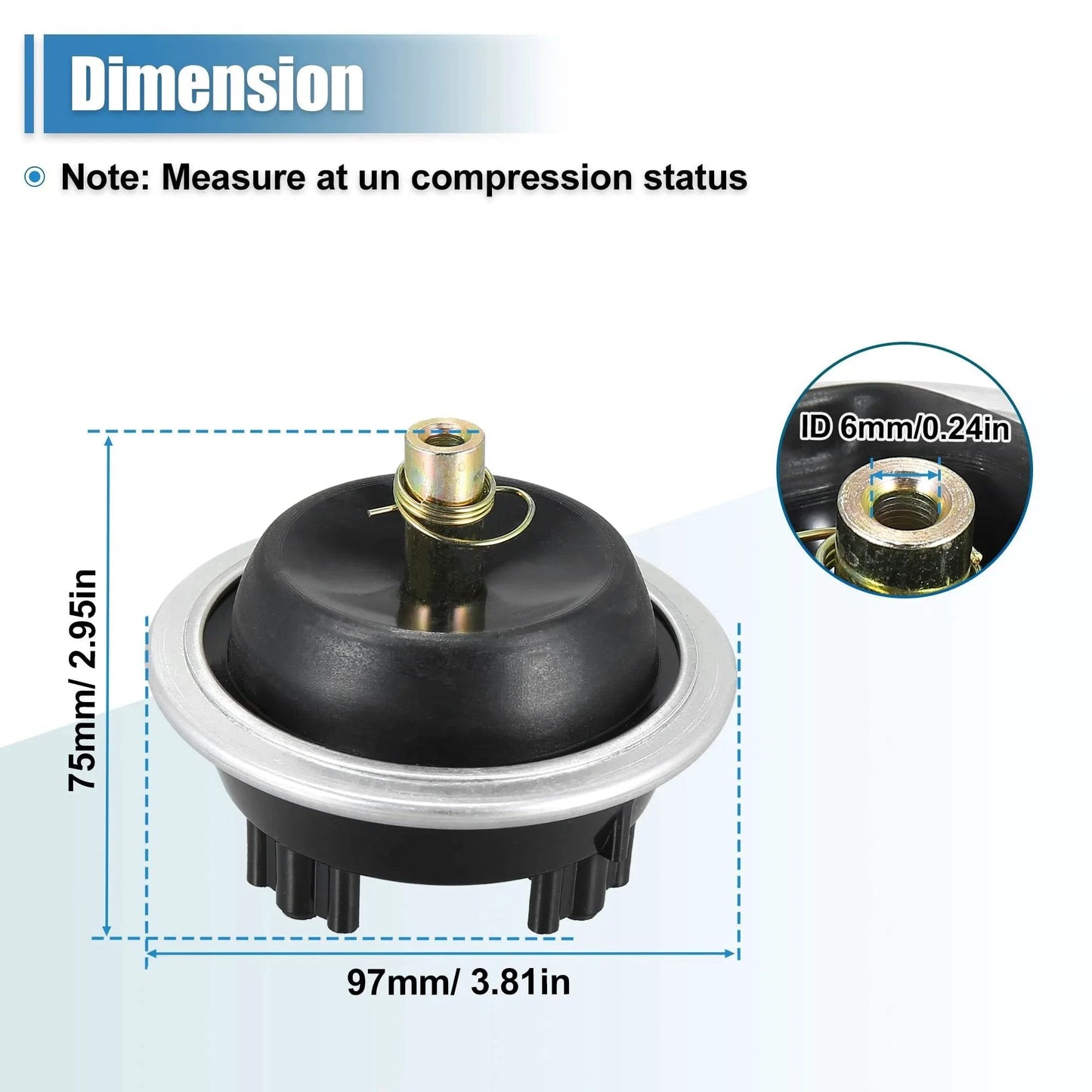 Dimensions of the Front Differential Vacuum Actuator For 4WD Chevy S10 Blazer 1983 to 2005 GMC S15 Jimmy Sonoma, OE 25031740.