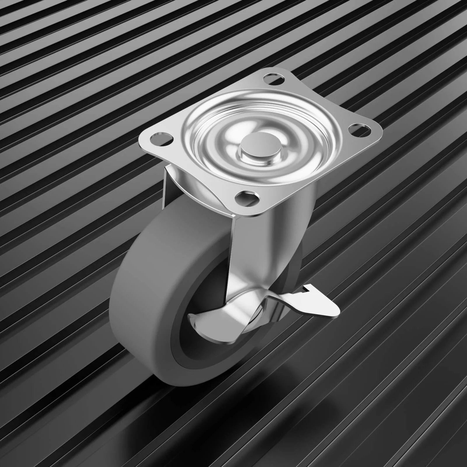3" Caster Wheels Set of 4 - Heavy Duty Swivel Plate Casters with Rubber Wheels, Locking Brake Castors for Furniture, Carts, and Workbench - Canadian Ball Bearing Supplier.