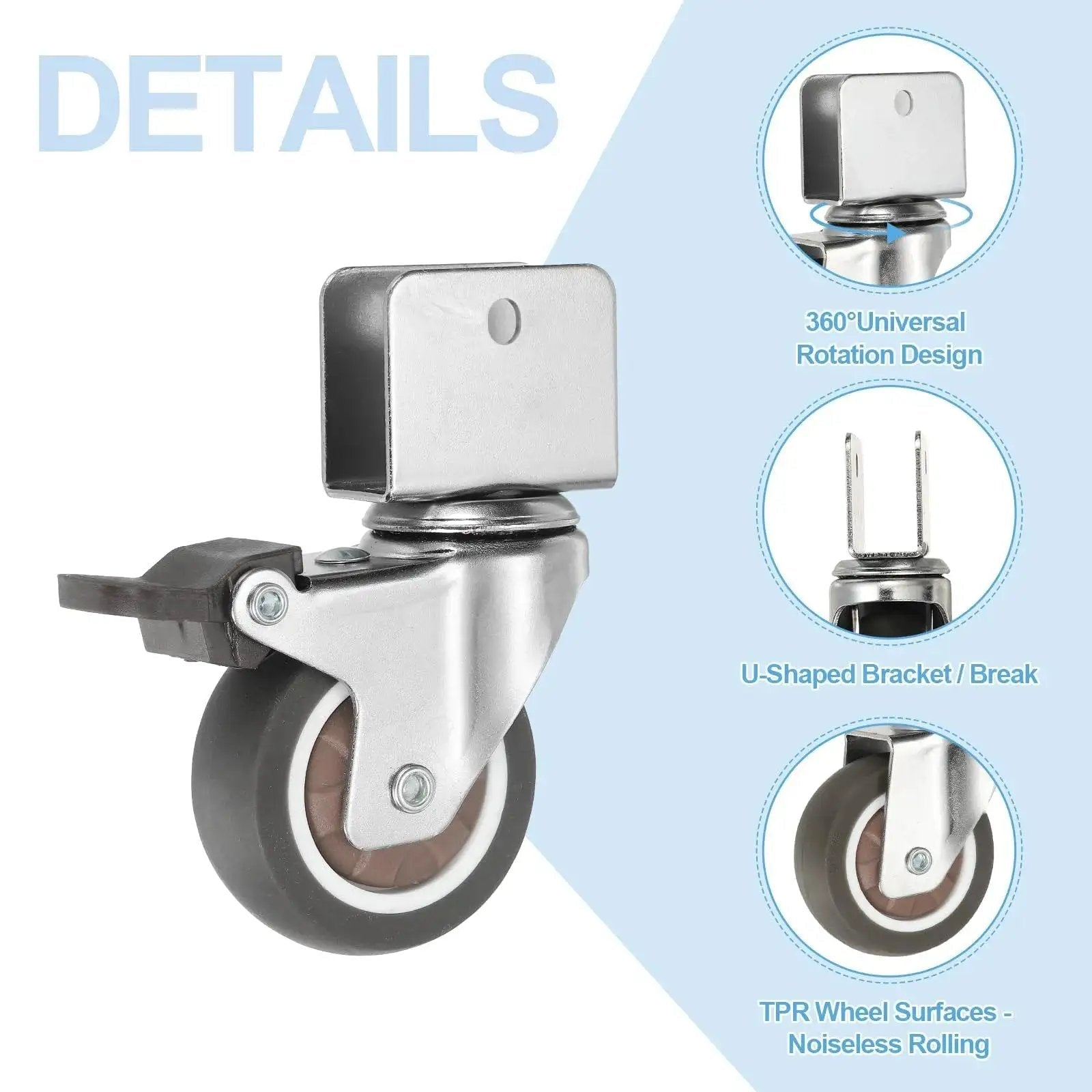 2 Inch Caster Wheels 4 Pack With 2 Brakes And 2 Swivel Casters For Furniture Office Chairs Carts And Cabinets 55 lb capacity