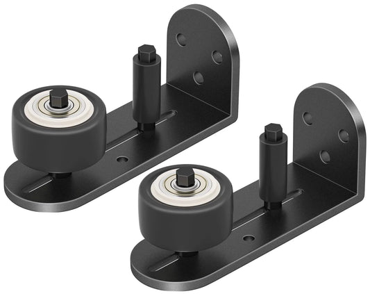 2 Pack Sliding Barn Door Floor Guide Set With Quiet Bearing And Adjustable Rubber Rollers, Rustproof Aluminum