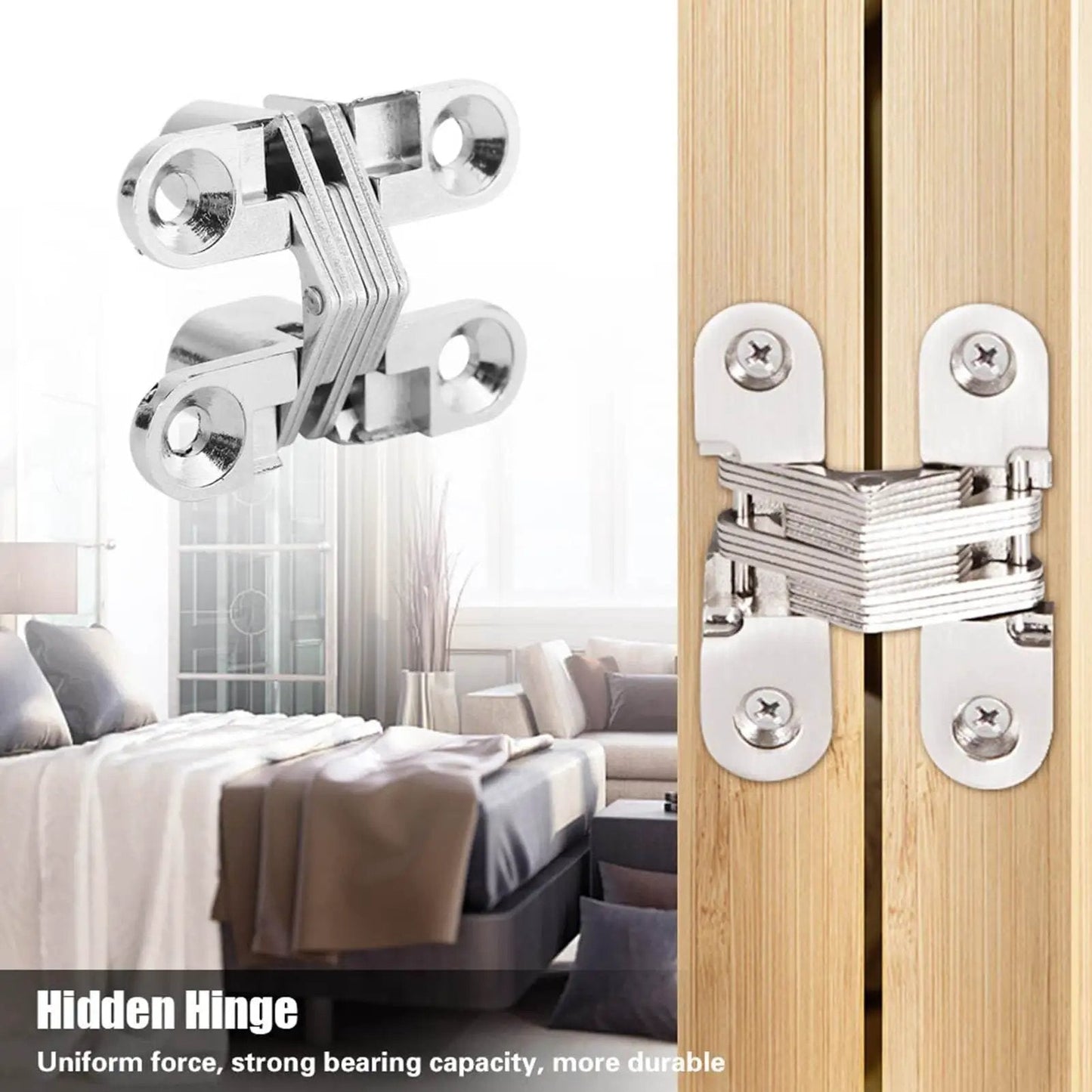 Hidden Concealed 180 Degree Zinc Alloy Door Hinge For Kitchen Cabinets Invisible Cross Style Bearing