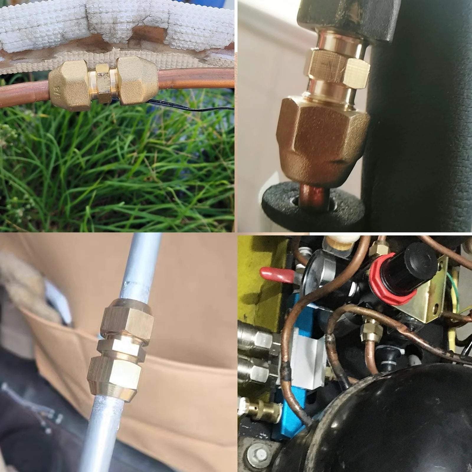 Brass Flare Tube Fittings One Quarter Inch Male Flare to One Quarter Inch Male Flare Union Gas Adapter Pipe Connector Six Pack in use