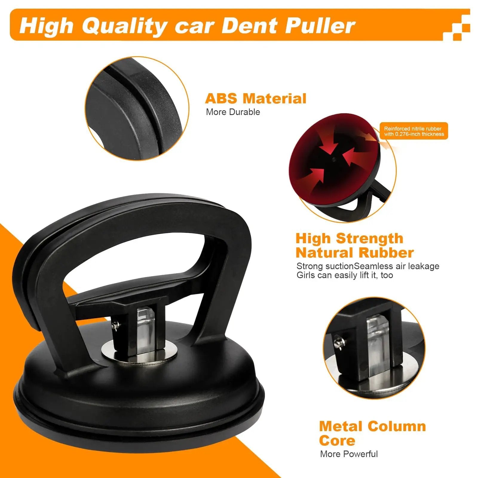 Comprehensive Dent Puller Kit For Cars Three Pack Paintless Dent Repair With Strong Suction Cups Auto Body Dents Fix Easy Grip Ergonomic Handles Gray Black Anatason showing a close-up view of the strong suction cup.