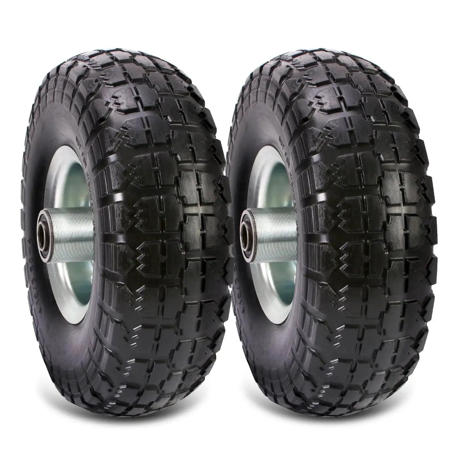Two Pack 10 Inch Solid Polyurethane Tires For Garden Carts Hand Trucks Lawn Carts And Mowers With Flat Free Wheels