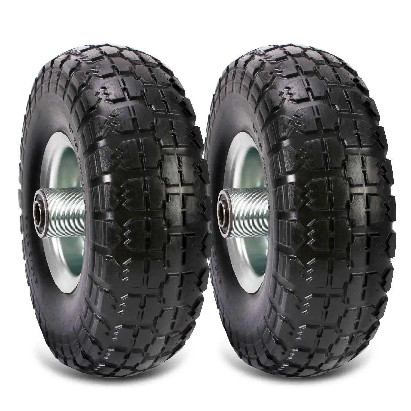 Two Pack 10 Inch Solid Polyurethane Tires For Garden Carts Hand Trucks Lawn Carts And Mowers With Flat Free Wheels