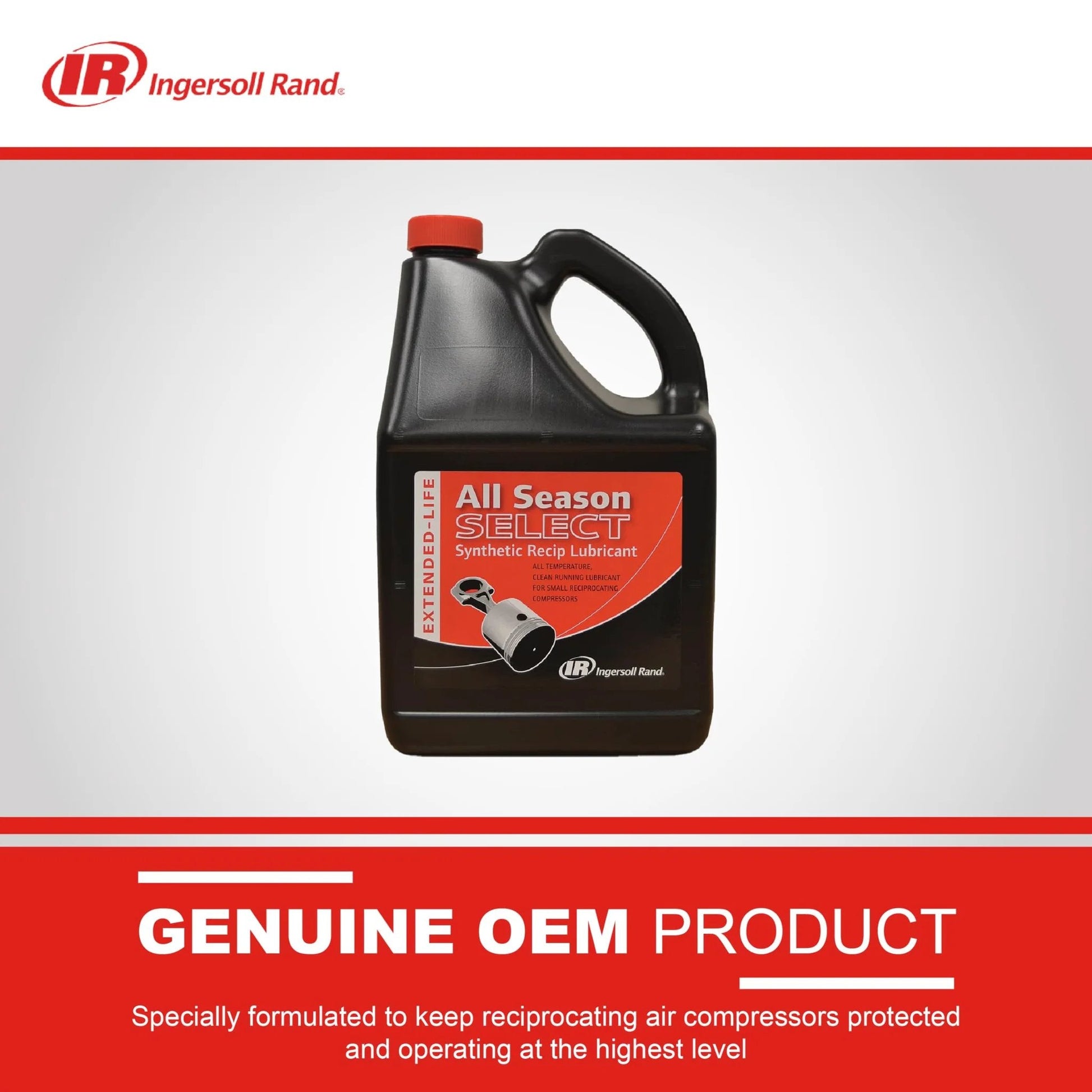 All Season Select Synthetic Lubricant For Reciprocating Air Compressors, OEM Grade Oil For Peak Performance And Longevity, 5L Bottle By Ingersoll Rand