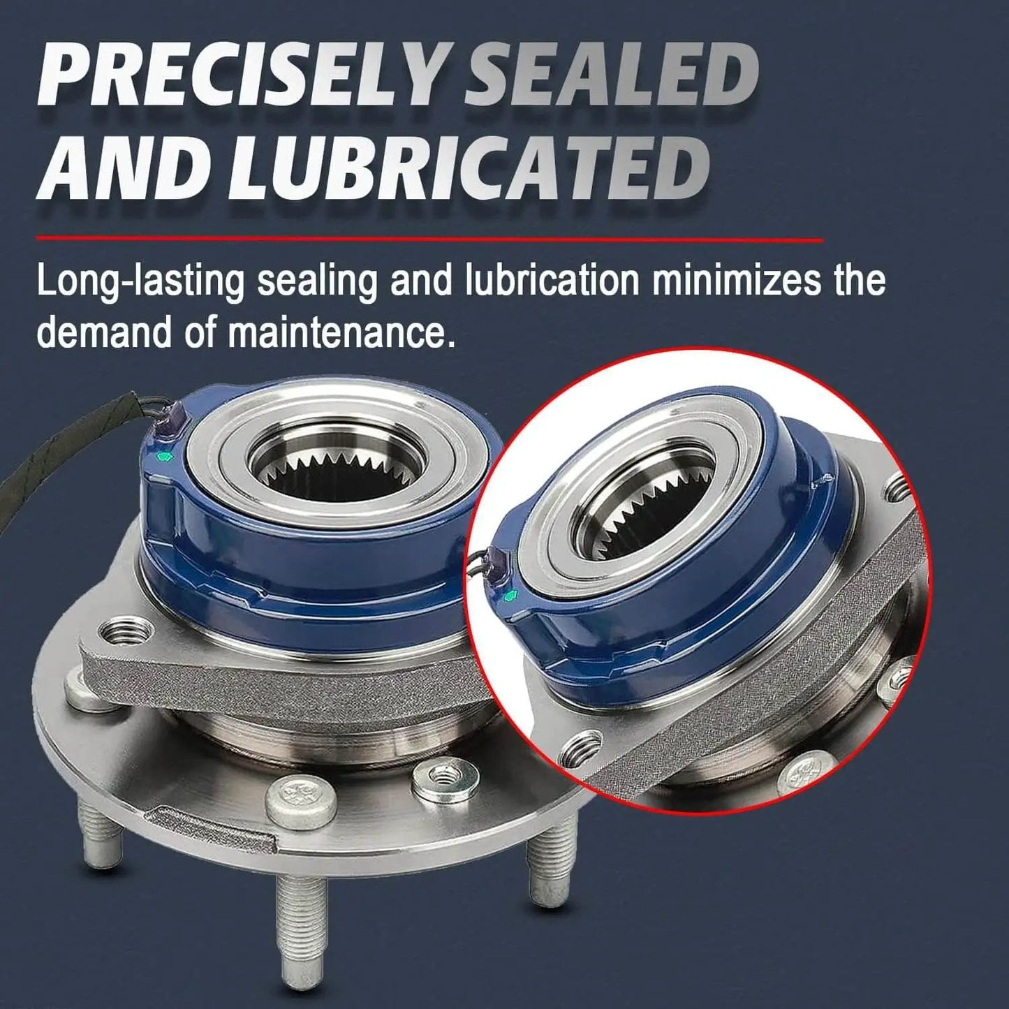 Close-up of sealed Front and Rear Wheel Hub Bearing Assembly Kit - Set of 4 for 2001-2005 Pontiac Aztek & Montana