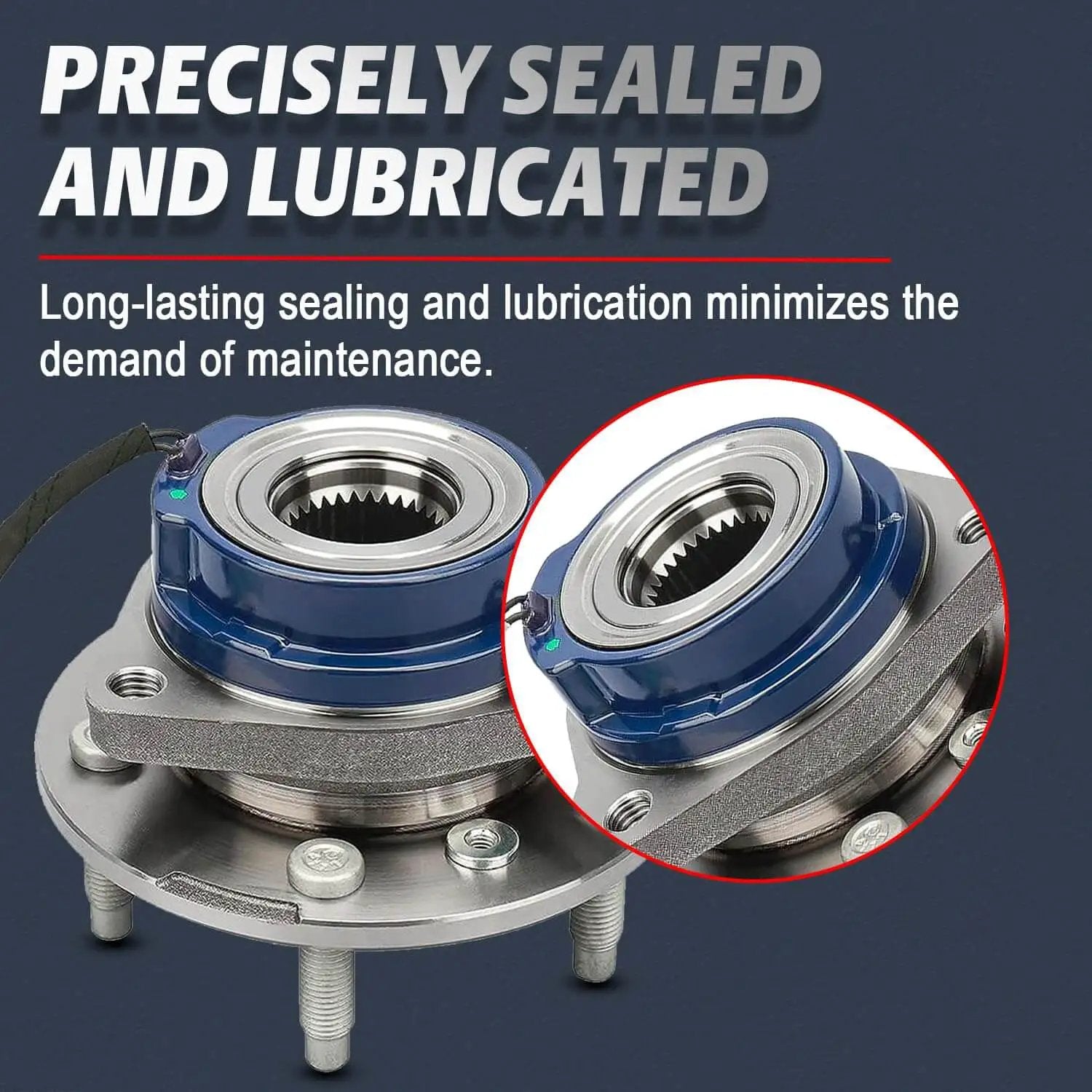 Close-up of sealed Front and Rear Wheel Hub Bearing Assembly Kit - Set of 4 for 2001-2005 Pontiac Aztek & Montana