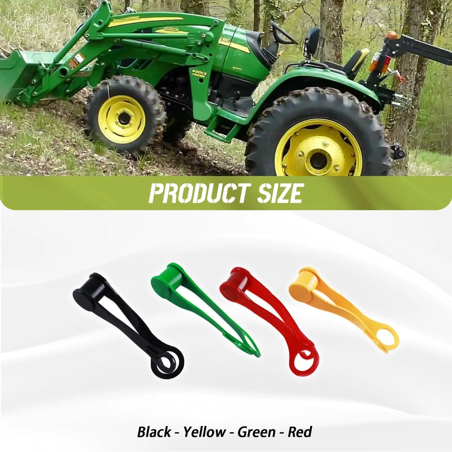 8 Piece Hydraulic Fitting Coupler Protective Covers Set For John Deere Tractors Black Yellow Green Red No Nonsense Multi Color Caps And Port Plugs visible on display