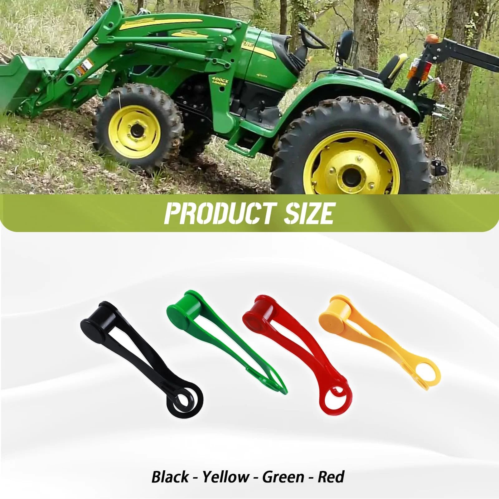 8 Piece Hydraulic Fitting Coupler Protective Covers Set For John Deere Tractors Black Yellow Green Red No Nonsense Multi Color Caps And Port Plugs visible on display