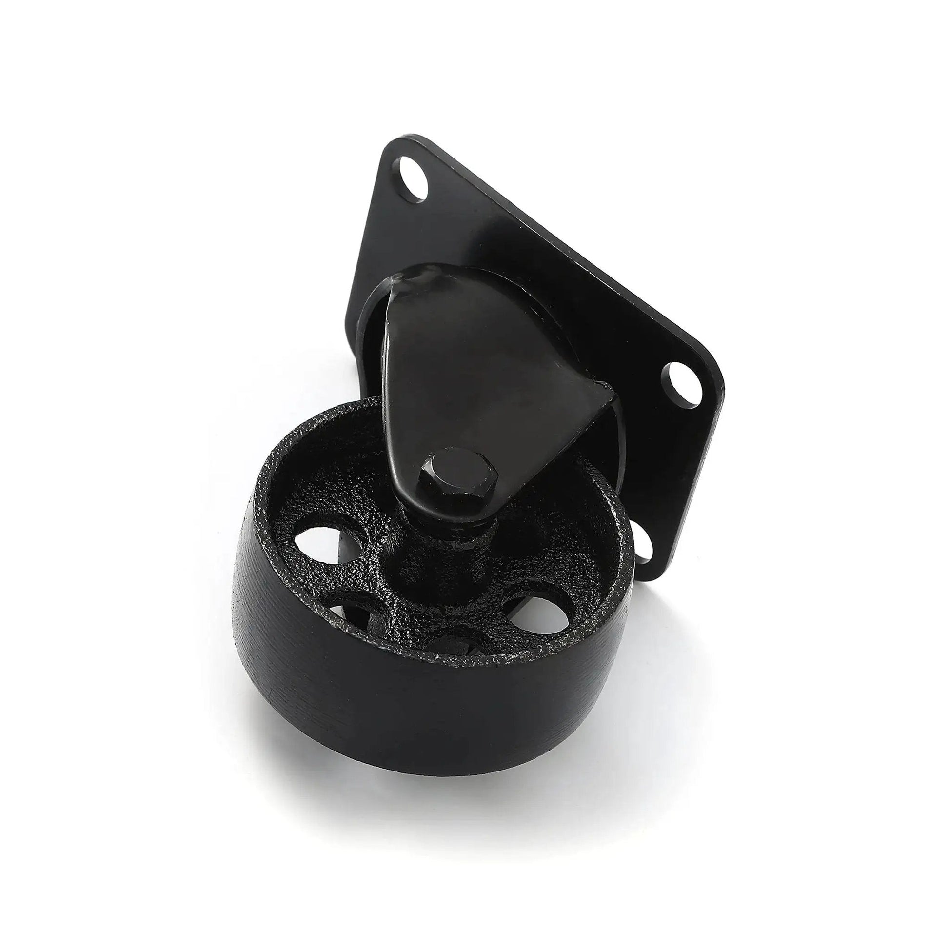 Heavy Duty Swivel Plate Caster Wheels All Black 3 Inch Wheels No Brake Iron Wheel High Gauge Steel 300 Lbs Capacity Per Caster