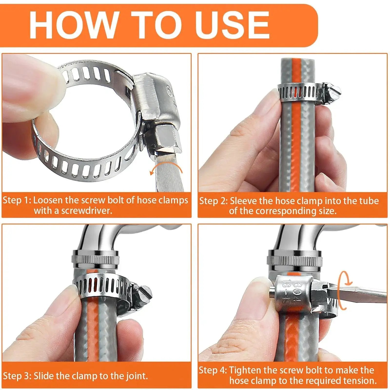 Step-by-step guide on using 100 Piece Stainless Steel Hose Clamp Set For Plumbing Automotive And Mechanical Use Adjustable 6 To 44mm.