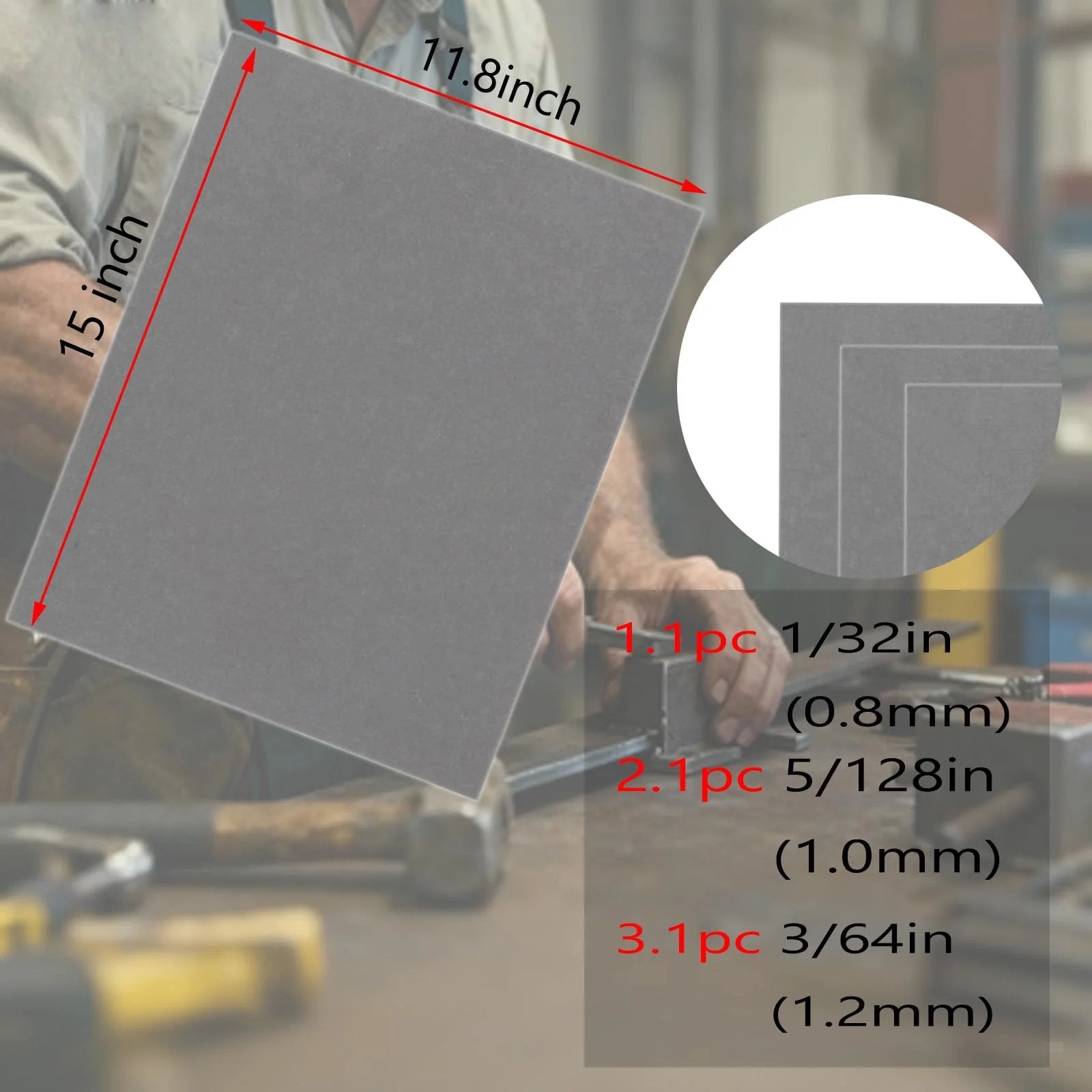 Non Asbestos Gasket Material Sheet Set 15x11.8 Inches for DIY Engine Gaskets High Temperature Material in 0.8mm 1mm 1.2mm
