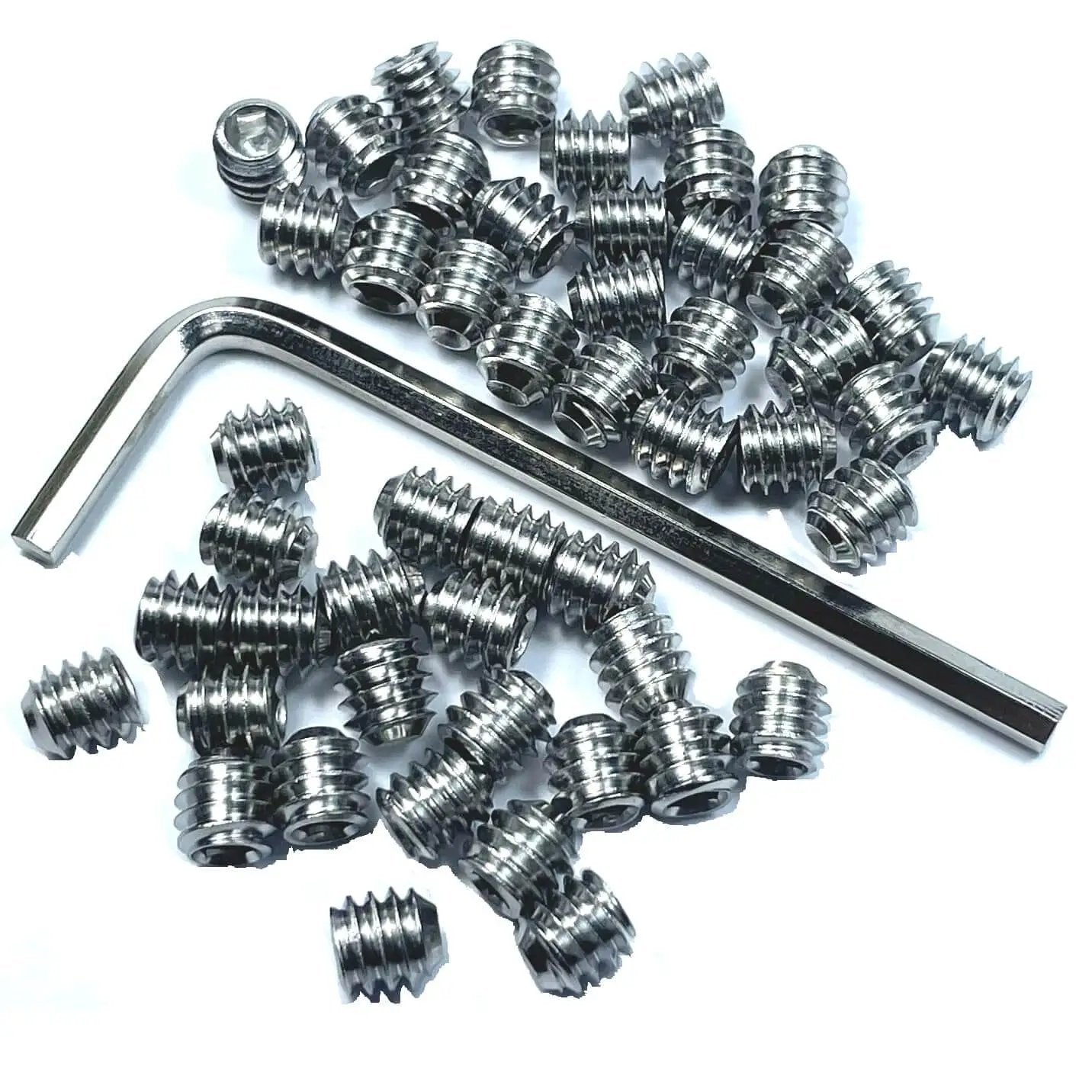 60 Piece 1/4-28 Stainless Steel Hex Socket Set Screws With 1/8 Inch Allen Wrench 304 Grade Grub Screws For CNC Machines Tools And DIY Projects Heavy Duty Fasteners Heat And Corrosion Resistant No Burrs