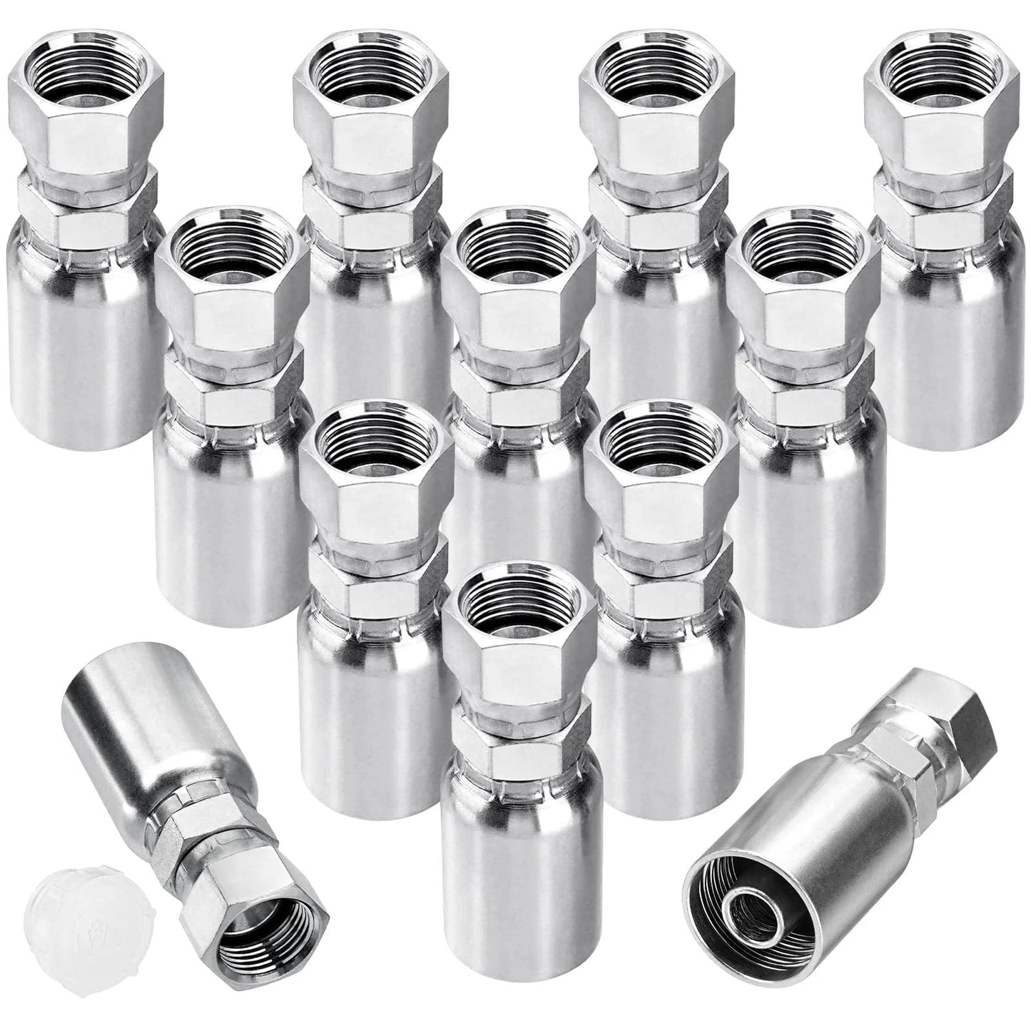 12 Pack Hydraulic Hose End Fittings For One Half Inch ID Hoses To One Half Inch JIC 37 Degree Female Swivel Crimp Fittings With Protective Cover Built For Fast Easy Install And Solid Value In Fluid Power Gear