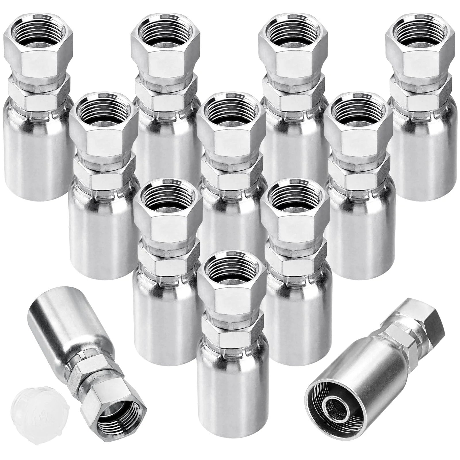 12 Pack Hydraulic Hose End Fittings For One Half Inch ID Hoses To One Half Inch JIC 37 Degree Female Swivel Crimp Fittings With Protective Cover Built For Fast Easy Install And Solid Value In Fluid Power Gear